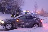 Nehoda v Tatrach Auto zislo z cesty a skoncilo v kolajisku zubacky